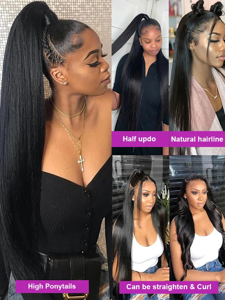 360 Full Lace Human Hair Wig Bone Straight Lace Front Wig 13x4 HD Transparent Lace Frontal Wig For Women Preplucked 250% Density