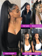 360 Full Lace Human Hair Wig Bone Straight Lace Front Wig 13x4 HD Transparent Lace Frontal Wig For Women Preplucked 250% Density