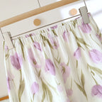 2025 Women's New Summer Pajama Set 100% Cotton Crepe Vest+Shorts Two Piece Loose Home Clothing Set Sleepwear Ladies