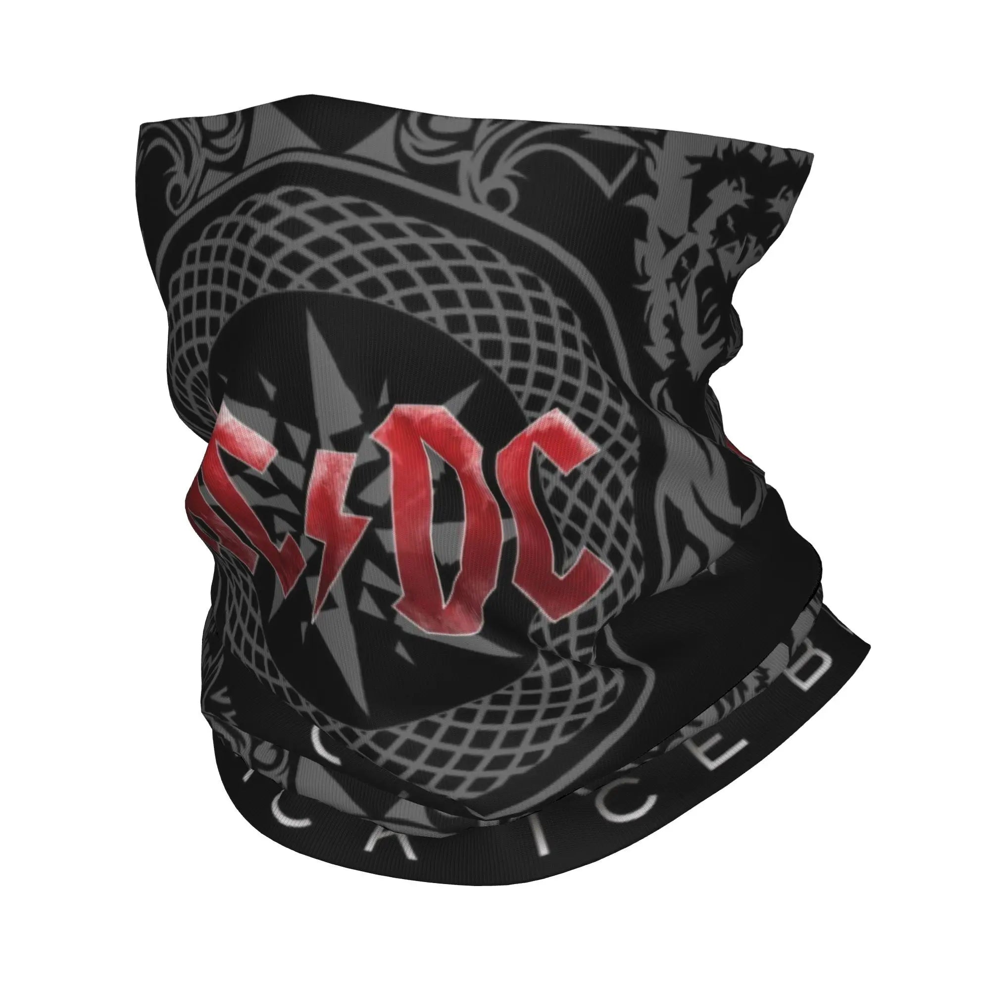 Custom Black AC DC Logo Camouflage Heavy Metal Band Bandana Neck Warmer Women Men Winter Hiking Ski Scarf Gaiter  Face Cover