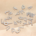 10pcs /26pcs pieces silver English letters drill metal pendant DIY fashion necklace bag pendant earrings material
