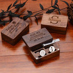 Custom Engraved Round Cufflinks & Tie Clip Set Stainless Steel Anniversary Wedding Birthday Groomsmen Gift for Father Husband