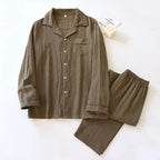 2025 New Spring Couple's Pajama Set 100% Cotton Long Sleeve Long Pants Two Piece Set for Men and Women's Home Furnishings