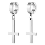 BONISKISS Men Women Stainless Steel Inverted Upside Down Cross Earring Church of Satan Temple Occult Satanic Witchy Stud Jewelry