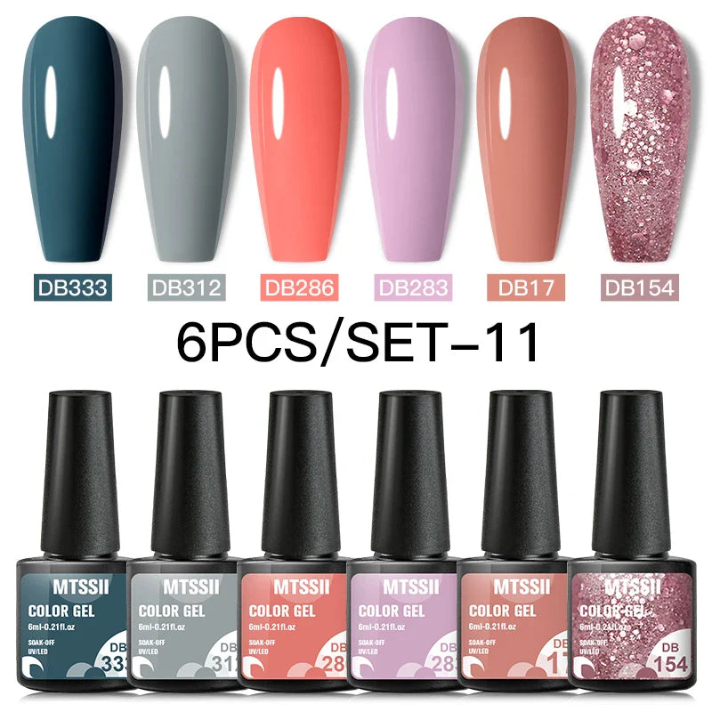 10PCS/Set Gel Nail Polish Set 125 Colors Glitter Semi Permanent Hybrid Gel Varnishes Base Top Coat Soak Off UV LED Nail Art Gel