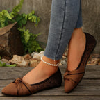 2025 Spring Autumn Pointed Bow Flat Shoes Women's Fashion Lightweight Comfortable Casual Shoes  Large Size Women Loafers