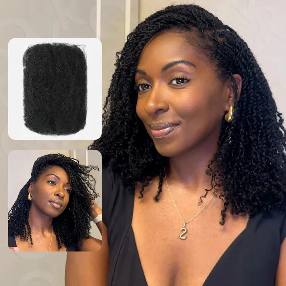 Afro Kinky Bulk Human Hair Extensions QVR US Local Shipping Natural Black/Brown Lightweight For Braiding Styling Everyday Wear