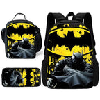 Child Superhero Batmans School Backpack with Lunch Bags ,Pencil Bags ,School Bags for Boys Girls Best Gift