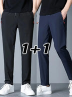 2 Pieces Men's Casual Pants Stretch Elastic Waist Jogger Korean Classic Blue Black Gray Male Brand Trousers Plus Size