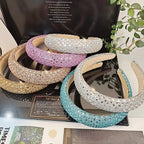 Colorful Baroque Head Hoop Luxury Women Full Crystal Rhinestones Sponge Padded Headband for Lady Girls Diamond Wide Headband