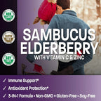 Elderberry Immune Support Supplement with Elderberry Vitamin C and Zinc To Support Respiratory Health and Boost Antioxidants