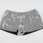 CIBBAR Party Style Skinny Sequin Shorts Solid Low Rise Slim-fitting Short Pants for Women y2k Aesthetic Streetwear Shorts Summer