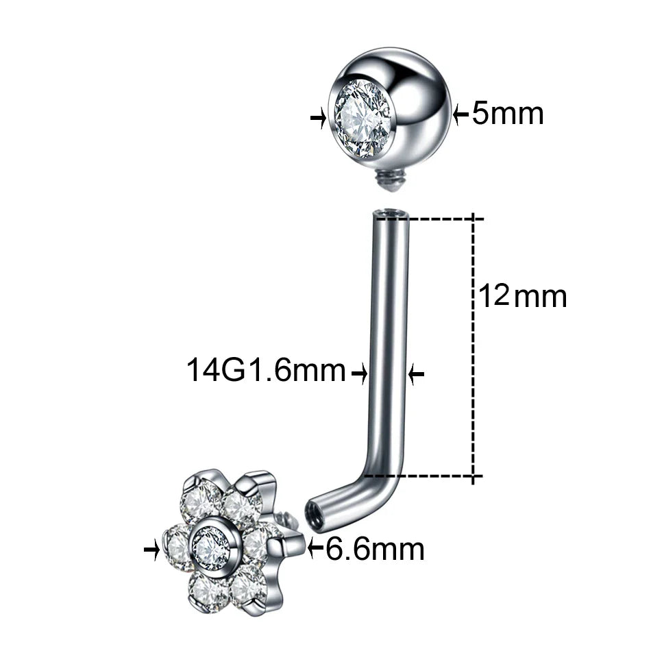 1PC Titanium Christina Piercing Flower Vertical Hood Intimate Piercing Gold Color Sexy Belly Rings Surface Jewelry for Men Women