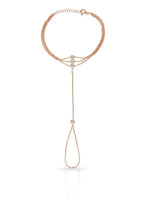 14K Gold Plated Titanium Fashion Bracelet for Women Dainty Triple Hand Chain Finger Bracelet with Zircon Crystal, Gifts for Girl