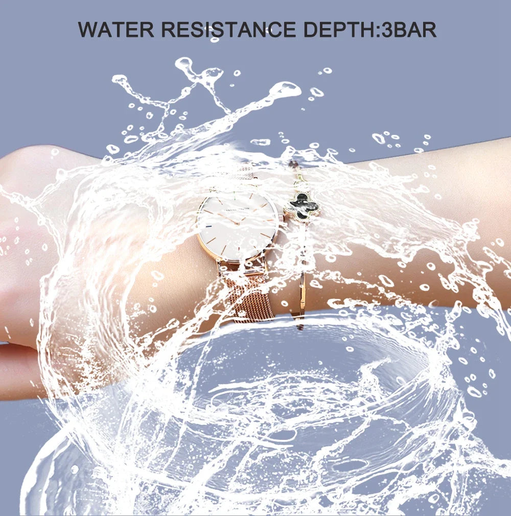 HANNAH MARTIN Brand Classic Women Quartz Watch 36mm Rose Gold Stainless Steel Mesh Strap Japanese Movement Girl Gift Wrist Watch