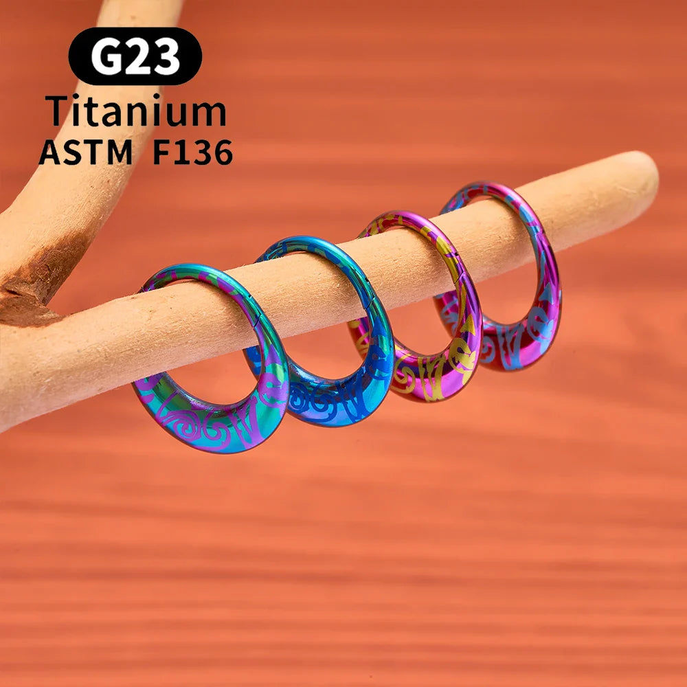 ASTM F136 Titanium 16G Moon Septum Hoop Ring Anodizing Hinged Segment Nose Clicker Tragus Helix Daith Earring Piercing Jewelry