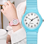 Casual Exam Watch Silicone Strap Simple Women Watch Student Ladies Quartz Wristwatch Waterproof Round Small Dial Clock for Girls