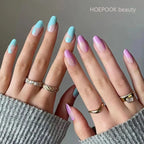 24pcs Nude French Fake Nails White Edge Almond False Nails Art Full Coverage Removable Waterproof Artificial Press on Nail