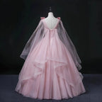 2025 New Women's Bean Paste Powder Mesh Long Evening Dress Fashion Glitter Bead Stickers Look Thin V-neck Back Strap Dress