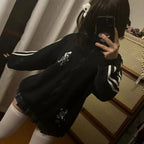 Black Cute Sweatshirts Coat Women's Clothing Stand Neck Zipper Jackets Y2k Tops Fashion Casual Hoodies Ropa Mujer Chic