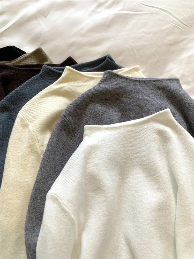2025 Women Turtleneck Knitted Pullovers Solid Sweater Harajuku Korean Soft Warm Knitwear Autumn Winter Fashion Slim Jumpers Tops