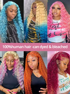 Deep Wave 13x6 HD Lace Frontal Human Hair Wig 30 40 Inch Curly 613 Honey Blonde Water Wave 13x4 Lace Front Wigs For Women 250%