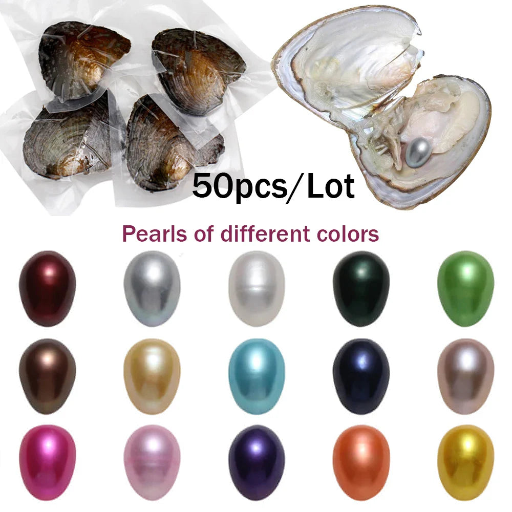 7-8MM AA+ Single Pearl Vacuum-pack Oyster Beautiful & Interesting Nature Gifts Cultivate High-quality Pearls 50pcs/Lot