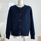 DGLUKE Crew Neck Knit Cardigan For Women Long Sleeve Fluffy Cashmere Sweater Coat Autumn Winter Button Through Cardigans Korean