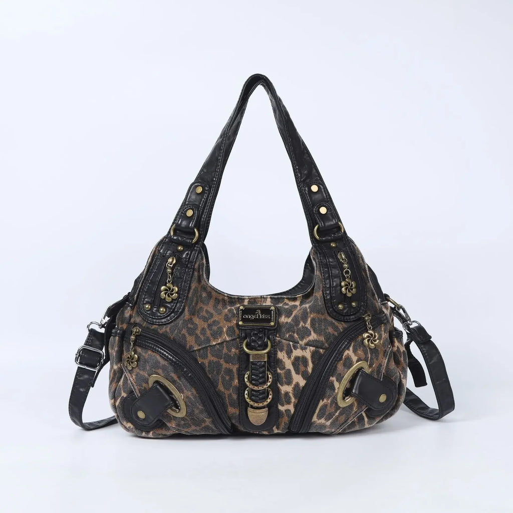 Angelkiss Women Handbags Leopard Bag Top-handle Handbag Fashion Satchel Dumpling Pack Shoulder Bag Tote Bag Hobos Large Purse
