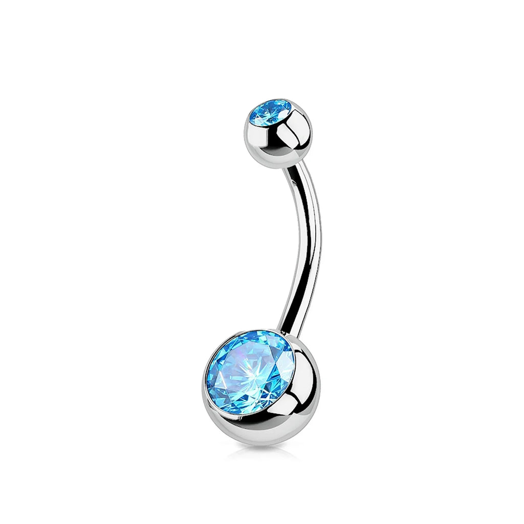1PC G23 Titanium Crystal Gem Curved Barbell Rings Belly Button Navel Rings Piercings Nombril Ombligo Piercing Charming Jewelry