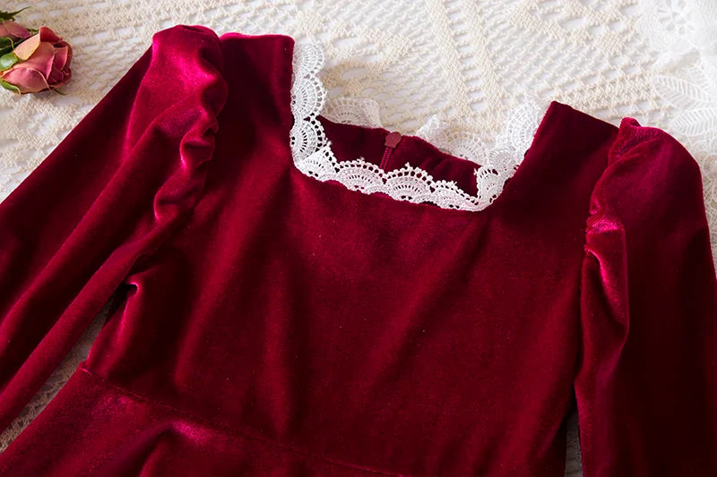 2025 Red Christmas Dress for Baby Girls Winter Long Sleeve Mesh Dresses for 3-8Yrs Kid Star Sequin Birthday Party Princess Dress