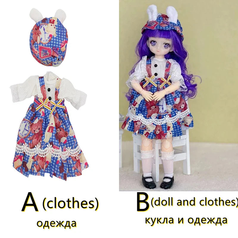 30cm Two-dimensional Doll Comic Face 1/6 Bjd Doll or Dress Up Clothes Children's Girl Birthday Gift Toys Kids Toys