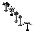 5PCS Flower Tragus Piercing Set Flat Back Cz Cartilage Stud Earring Helix Jewelry Conch Rook Stud Lot Labret Lip Piercing Bulk