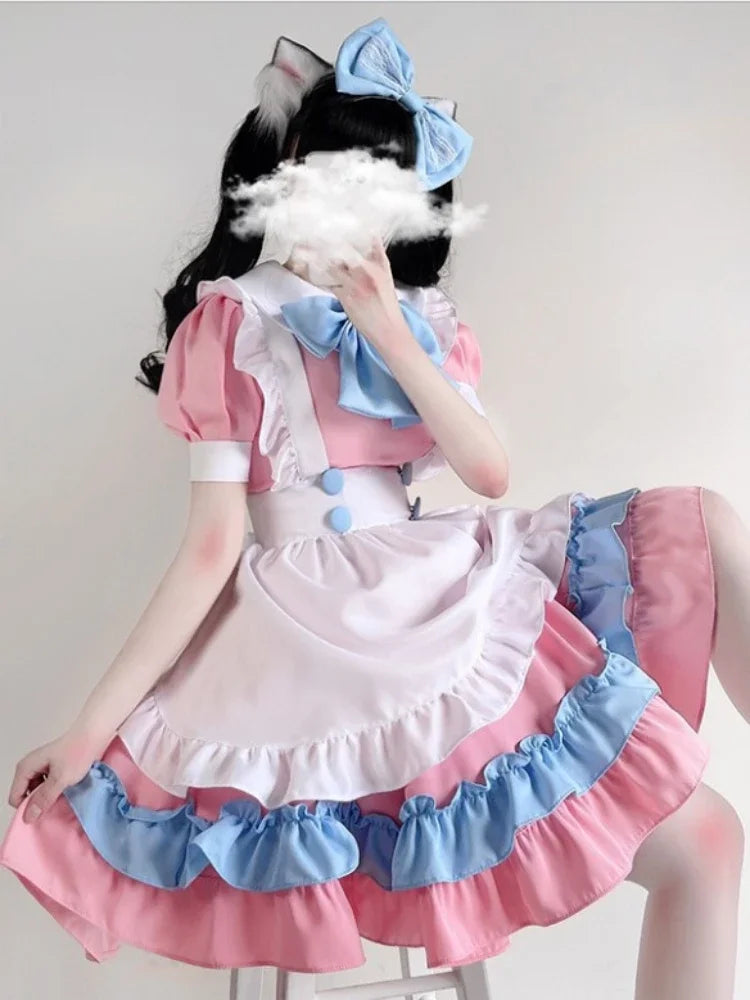 CP5XL Maid Lolita Chemise Cosplay Role Playing Costumes For Party Club Stage Apparel Bow Ties Ball Gowns Waitress Uniform Plus
