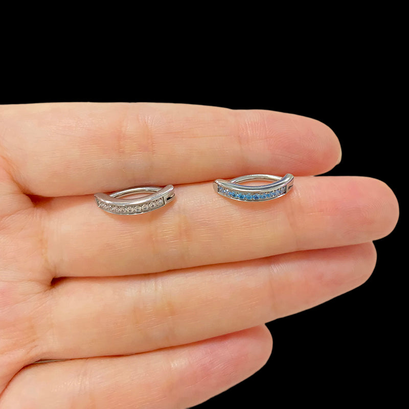 ASTM F136 Titanium PIERC Reverse Curved Clicker Navel Barbell Shiny CZ Sexy Belly Button Rings Bellybutton Sexy Piercing Jewelry