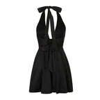 Halter Backless Black Sexy Women's Dress 2024 Fashion Korean Short Dress Elegant Female Clothing Evening Party Formal Occas Dres