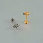 ASTM F136 Solid Titanium Internally Threaded Cross Cz Cartilage Earrings Stud Helix Tragus Lobe Piercing Labret Lip Ring Jewelry