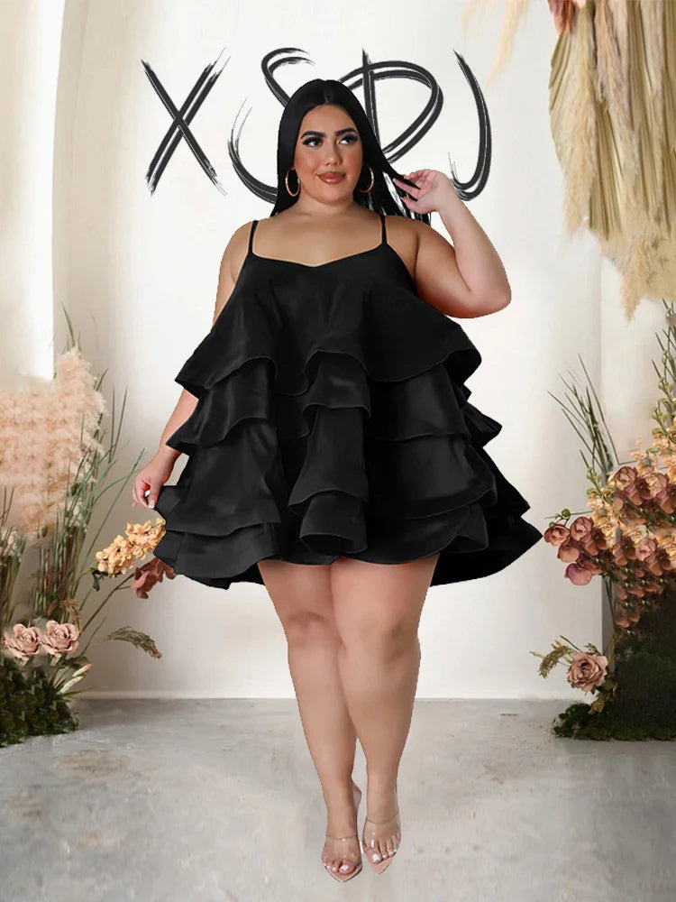 Elegant Chic Large Women Dresses Satin Summer Sexy Party Dress Strap Sleeveless Loose Plus Size Dresses Wholesale Dropshipping