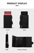 CASEKEY Pink Wallet Slim Minimalist Leather Pop UP Wallet Rfid Blocking Mini Aluminum Automatic Card Holder for Women Men