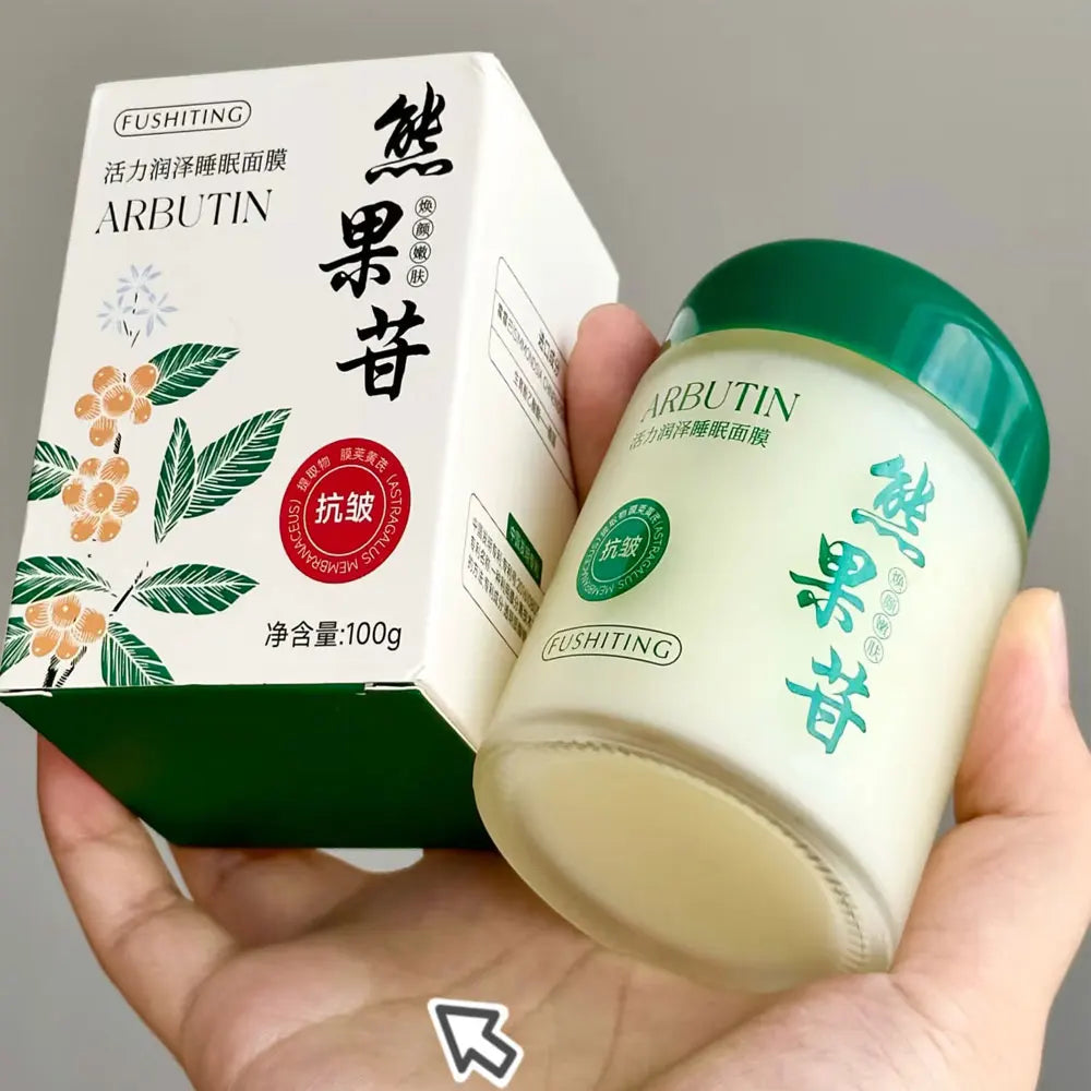 Arbutin Sleep Facial Mask Antioxidant Brightening Skin Tone Overnight Mask Soothe Stressed Skin Barrier-Boosting Dryness Redness