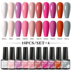 10PCS/Set Gel Nail Polish Set 125 Colors Glitter Semi Permanent Hybrid Gel Varnishes Base Top Coat Soak Off UV LED Nail Art Gel
