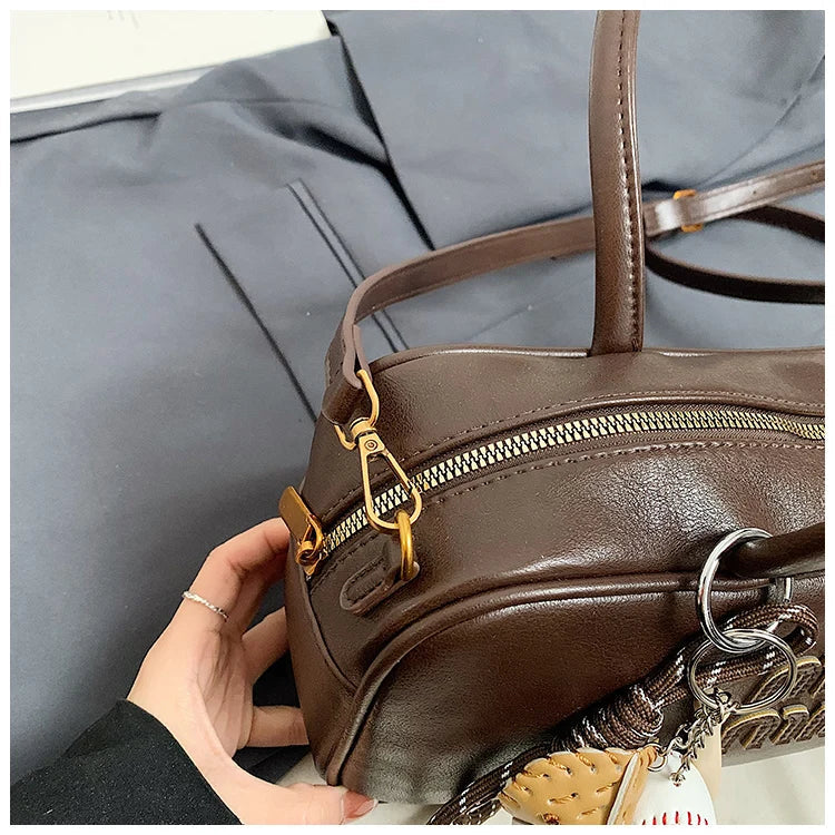 2025 new high-end luxury designer Boston handbag female niche retro fashion all-match pillow bag shoulder messenger bag trend