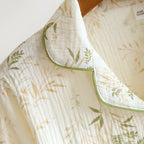 2025 New Spring and Autumn Women's Pajama Set 100% Cotton Crepe Printed Long Sleeve Pants Two Piece Home Suit Set Sleepwear