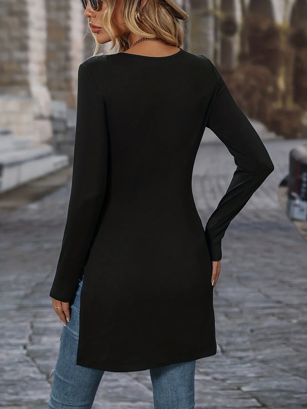 2023 Cross border Foreign Trade Europe and America Spring and Autumn New Children's Long Sleeve Slim Fit Slim Split Long T-shirt