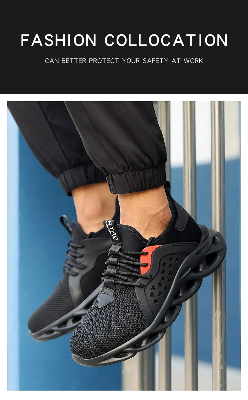 48 Size Steel Toe Cap Light Breathable Sneaker For Men Unisex Work Safety Shoes  Anti-smash And Anti-puncture Safety Sneakers