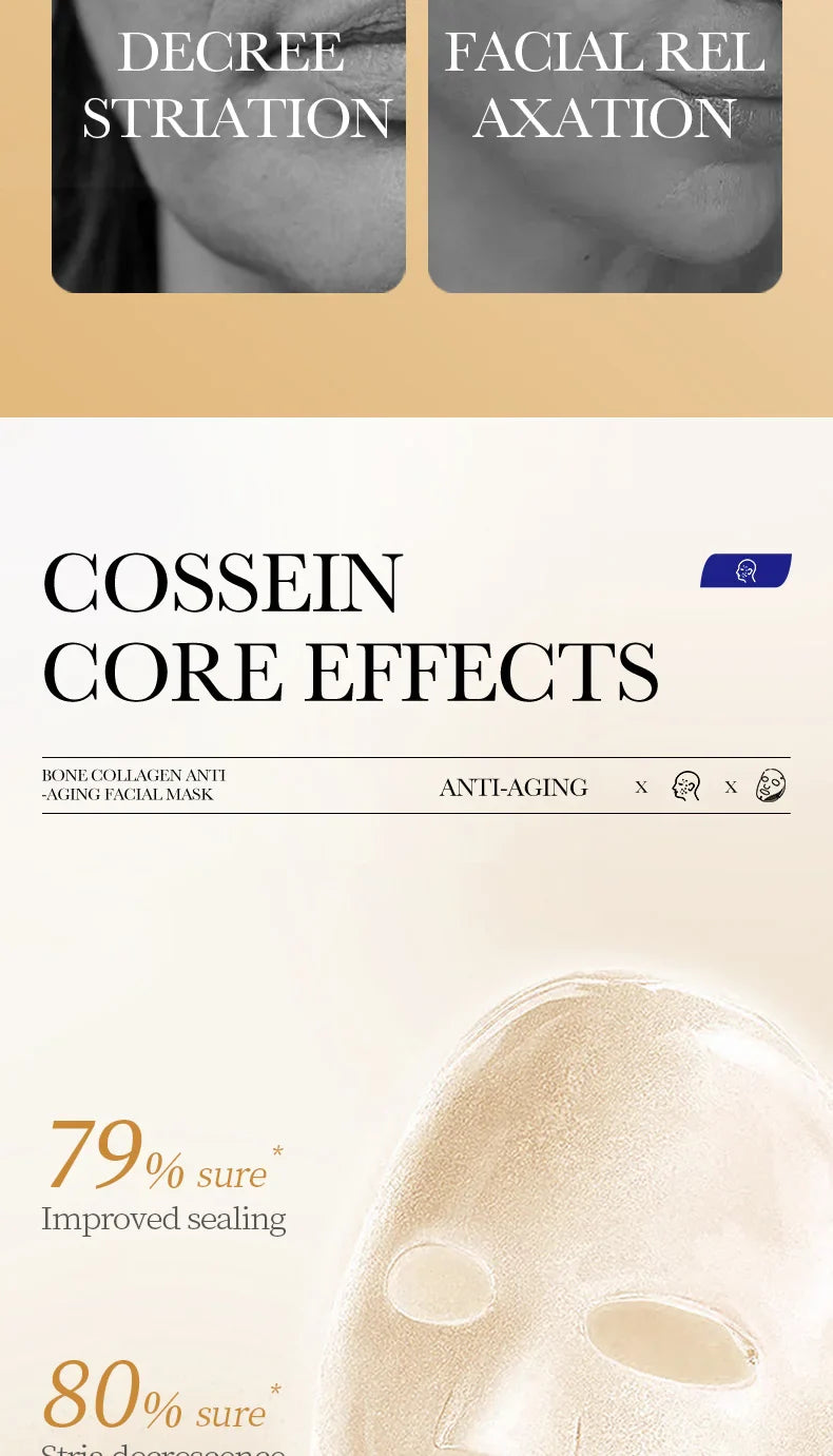 10PCS Collagen Anti Wrinkle Facial Mask Anti Aging Fade Fine Lines Firm Skin Moisturizing Brightening SkinCare Korean Cosmetics