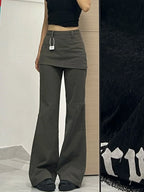 Botvotee Fake Two-Piece Plus size Wide Leg Jeans for Women 2025 New Y2k Fashion Streetwear High Waisted Flare Denim Pants