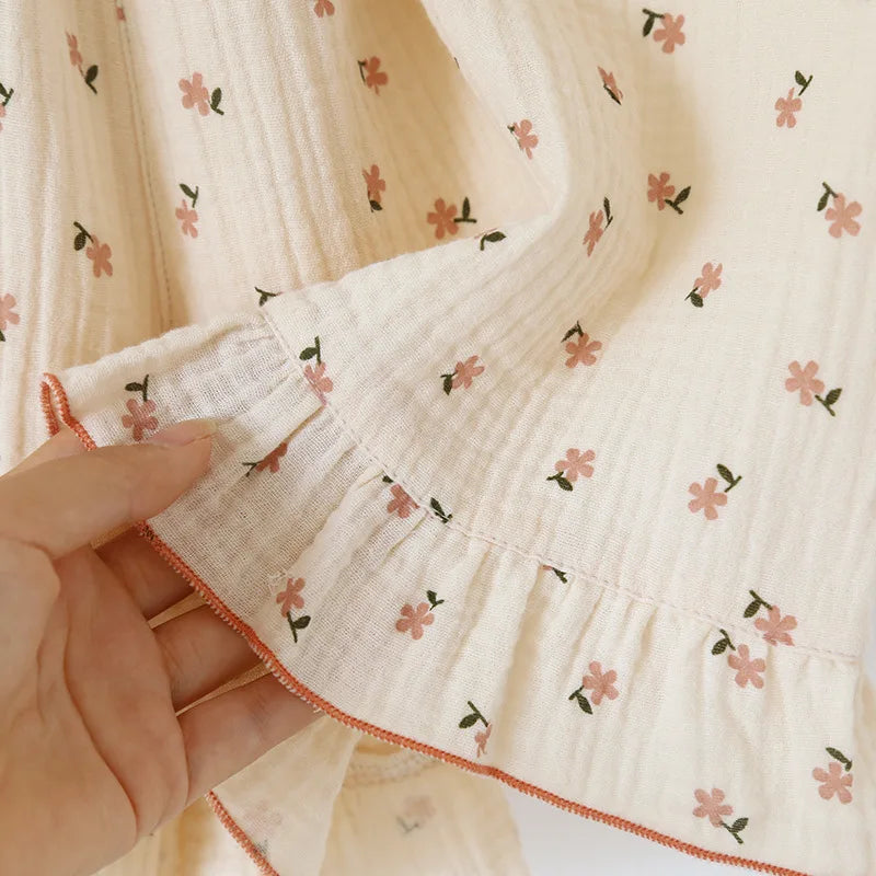 2025 Japanese Summer New Women's Pajama Set 100% Cotton Crepe Cloth Ladies Suspender+Shorts Two Piece Home Furnishing Set