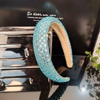 Colorful Baroque Head Hoop Luxury Women Full Crystal Rhinestones Sponge Padded Headband for Lady Girls Diamond Wide Headband