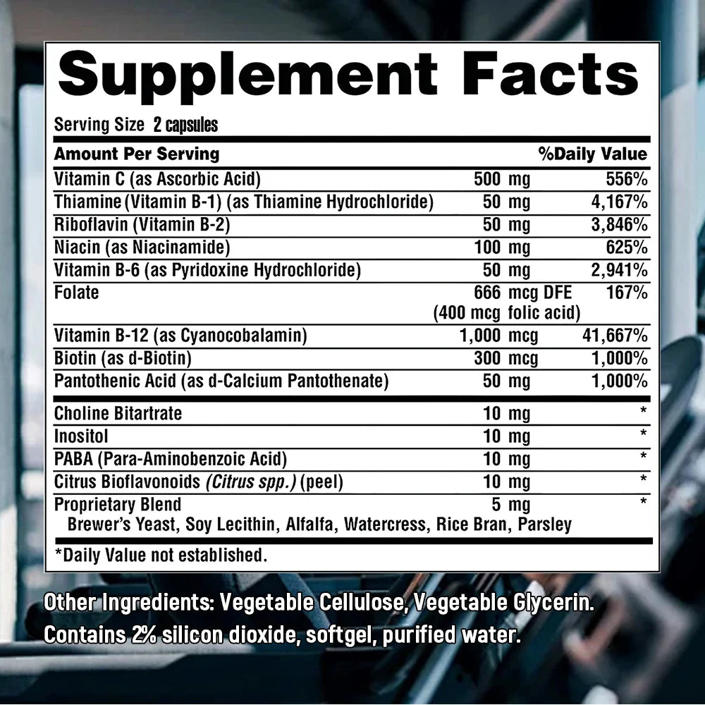 Balincer Vitamin B Complex - Vitamin C B1 B2 B6 B12,Energy, Metabolism Supplement, Immune, Nervous System